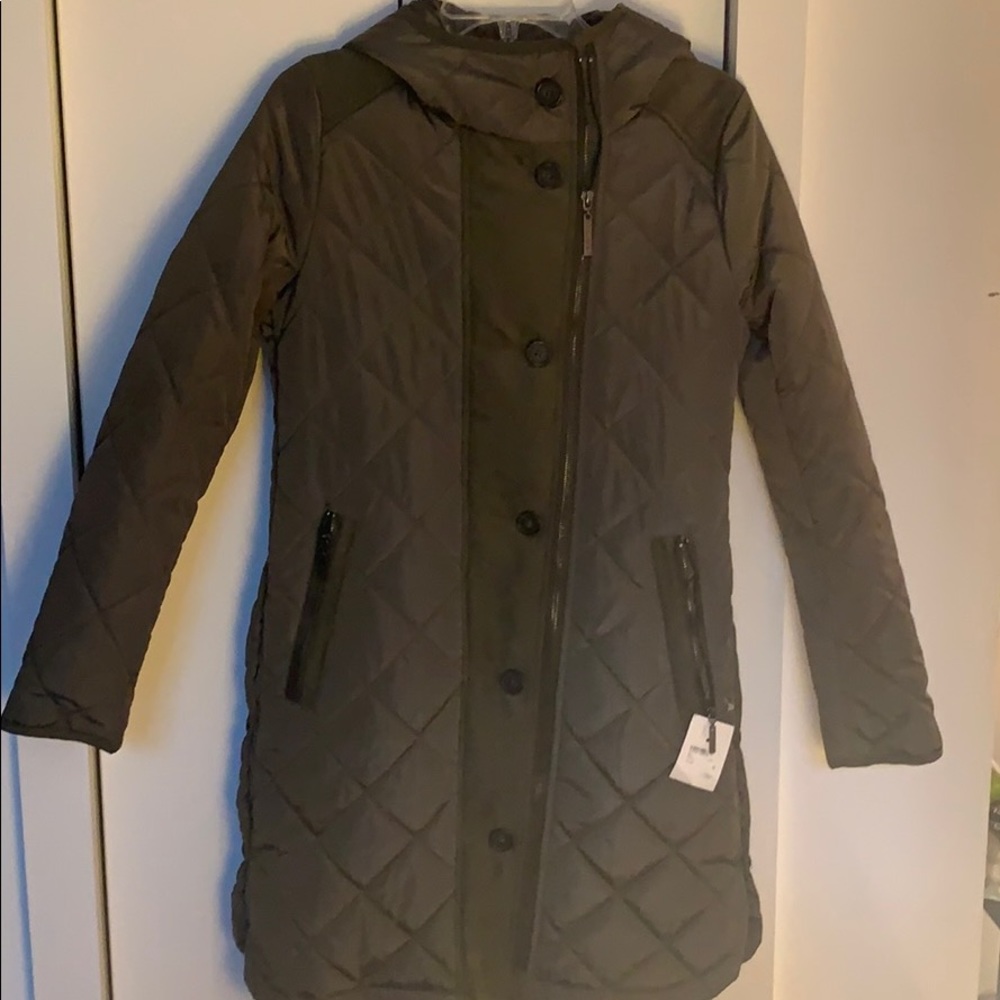 NWT Kensie Button Side Quilted Jacket (XS) Olive